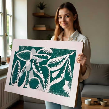 Quadro Retangular - Abstract Green Leaves