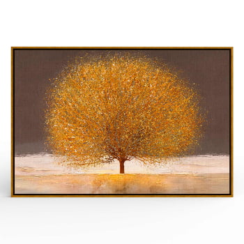 Quadro Retangular  - Árvore dourada no fundo marrom