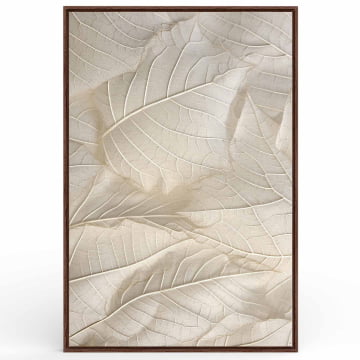 Quadro Retangular  - Detalhes de folhas brancas abstratas II