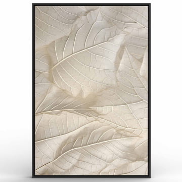 Quadro Retangular  - Detalhes de folhas brancas abstratas II