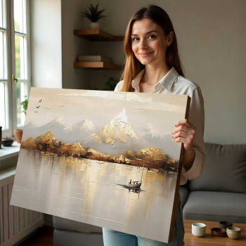 Quadro Retangular - Golden Mountains