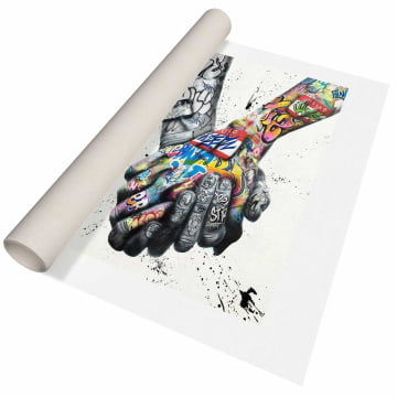 Quadro Retangular  -  Hand in Hand Graffiti