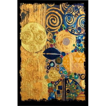 Quadro Retangular  - Pintura abstrata dourada