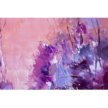 Quadro Retangular - Pintura abstrata lilás