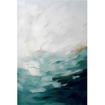 Quadro Retangular - Pintura Abstrata Verde Degradê 