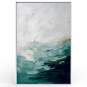 Quadro Retangular - Pintura Abstrata Verde Degradê 