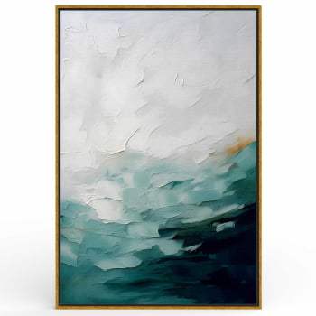Quadro Retangular - Pintura Abstrata Verde Degradê 