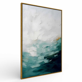 Quadro Retangular - Pintura Abstrata Verde Degradê 
