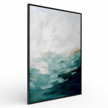 Quadro Retangular - Pintura Abstrata Verde Degradê 