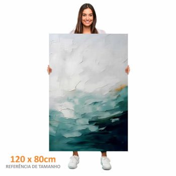 Quadro Retangular - Pintura Abstrata Verde Degradê 