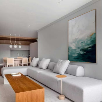 Quadro Retangular - Pintura Abstrata Verde Degradê 