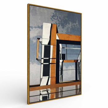 Quadro Retangular  -Estrutura Moderna com Céu Nublado 