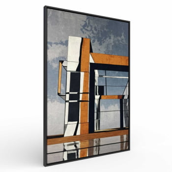 Quadro Retangular  -Estrutura Moderna com Céu Nublado 