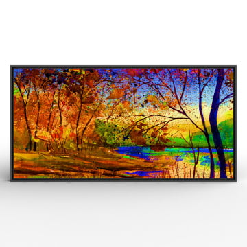 Quadro panorâmico - Paisagem de outono em aquarela