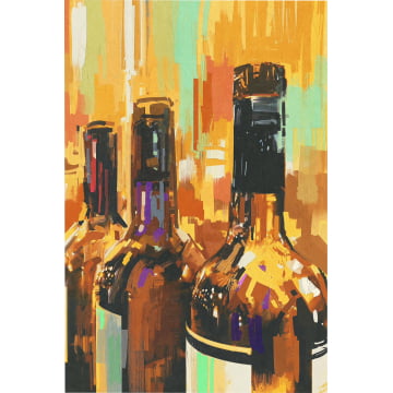 Quadro Retangular - Garrafas de vinho (pintura)