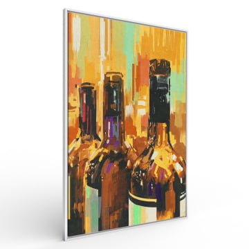 Quadro Retangular - Garrafas de vinho (pintura)