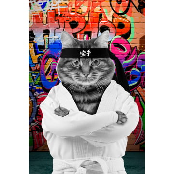 Quadro Retangular - Cat & Graffiti