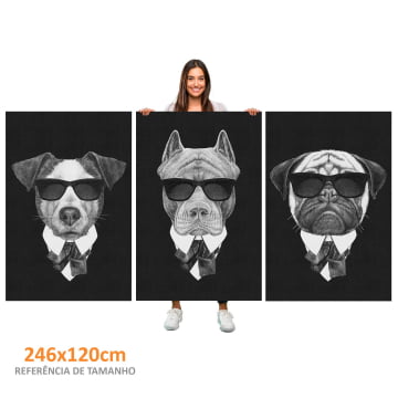 Kit 3 quadros retangulares - Trio de Cachorros da Máfia