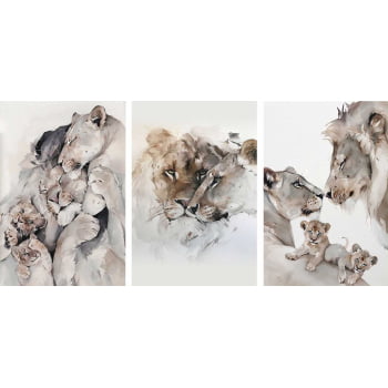 Kit 3 quadros retangulares - Trio Leão em Família
