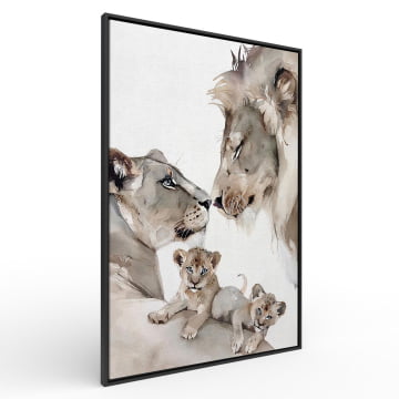 Quadro Retangular -  Leão, Família de leões