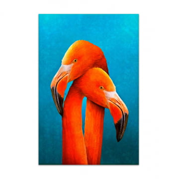 Quadro Retangular - Flamingos