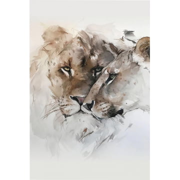 Quadro Retangular  - Leão e leoa