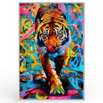 Quadro Retangular  - Tigre colorido