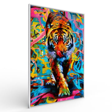 Quadro Retangular  - Tigre colorido