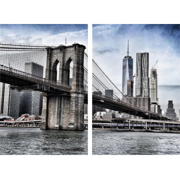 Kit 2 quadros retangulares - NY Ponte Brooklyn 2