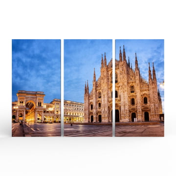 Kit 3 quadros panorâmicos - Catedral de Milão