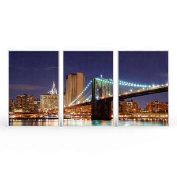 Kit 3 quadros retangulares - Vista da Ponte do Brooklyn