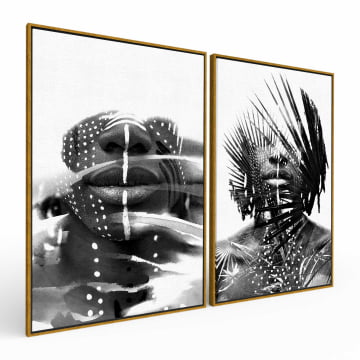 Kit 2 quadros retangulares - Duo african man