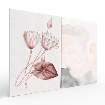Kit 2 quadros retangulares - Abstrato rosa clean