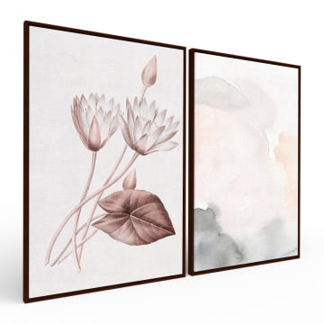 Kit 2 quadros retangulares - Abstrato rosa clean