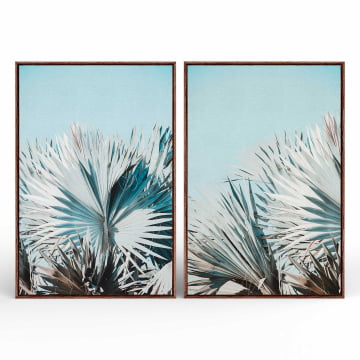 Kit 2 quadros retangulares - Duo de Folhas e Céu