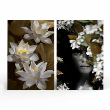Kit 2 quadros retangulares - Duo de Lotus White 