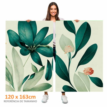 Kit 2 quadros retangulares - Duo Floral Green