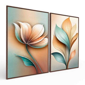 Kit 2 quadros retangulares - Duo Flores colorfull