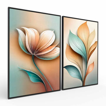 Kit 2 quadros retangulares - Duo Flores colorfull