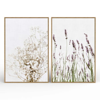 Kit 2 quadros retangulares - Duo flores minimalistas