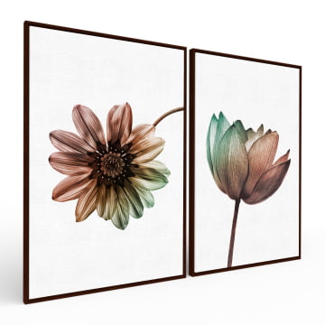 Kit 2 quadros retangulares - Duo Flores Multicolor