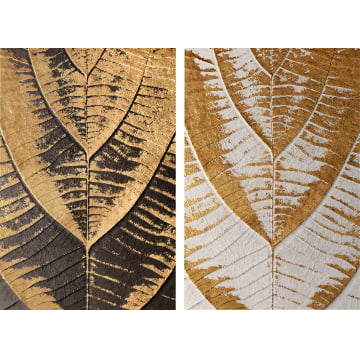 Kit 2 quadros retangulares - Duo golden leaves