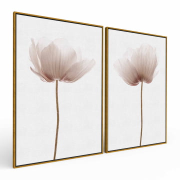 Kit 2 quadros retangulares - Flores vintage