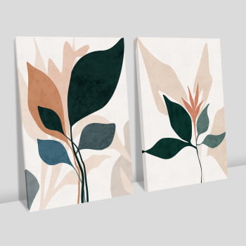 Kit 2 quadros retangulares - Floral Minimalista