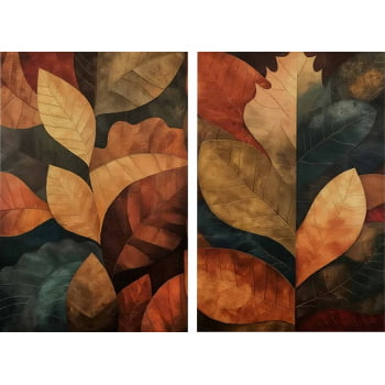 Kit 2 quadros retangulares - Folhas de Outono