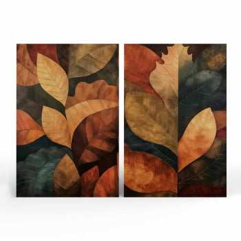 Kit 2 quadros retangulares - Folhas de Outono
