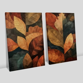 Kit 2 quadros retangulares - Folhas de Outono