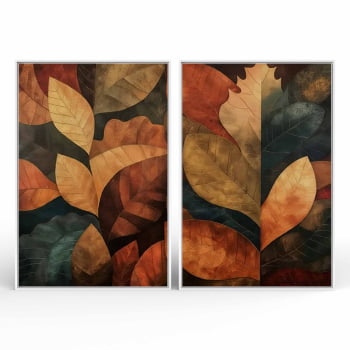 Kit 2 quadros retangulares - Folhas de Outono