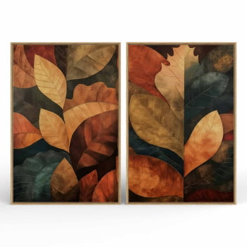 Kit 2 quadros retangulares - Folhas de Outono