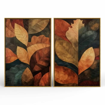 Kit 2 quadros retangulares - Folhas de Outono